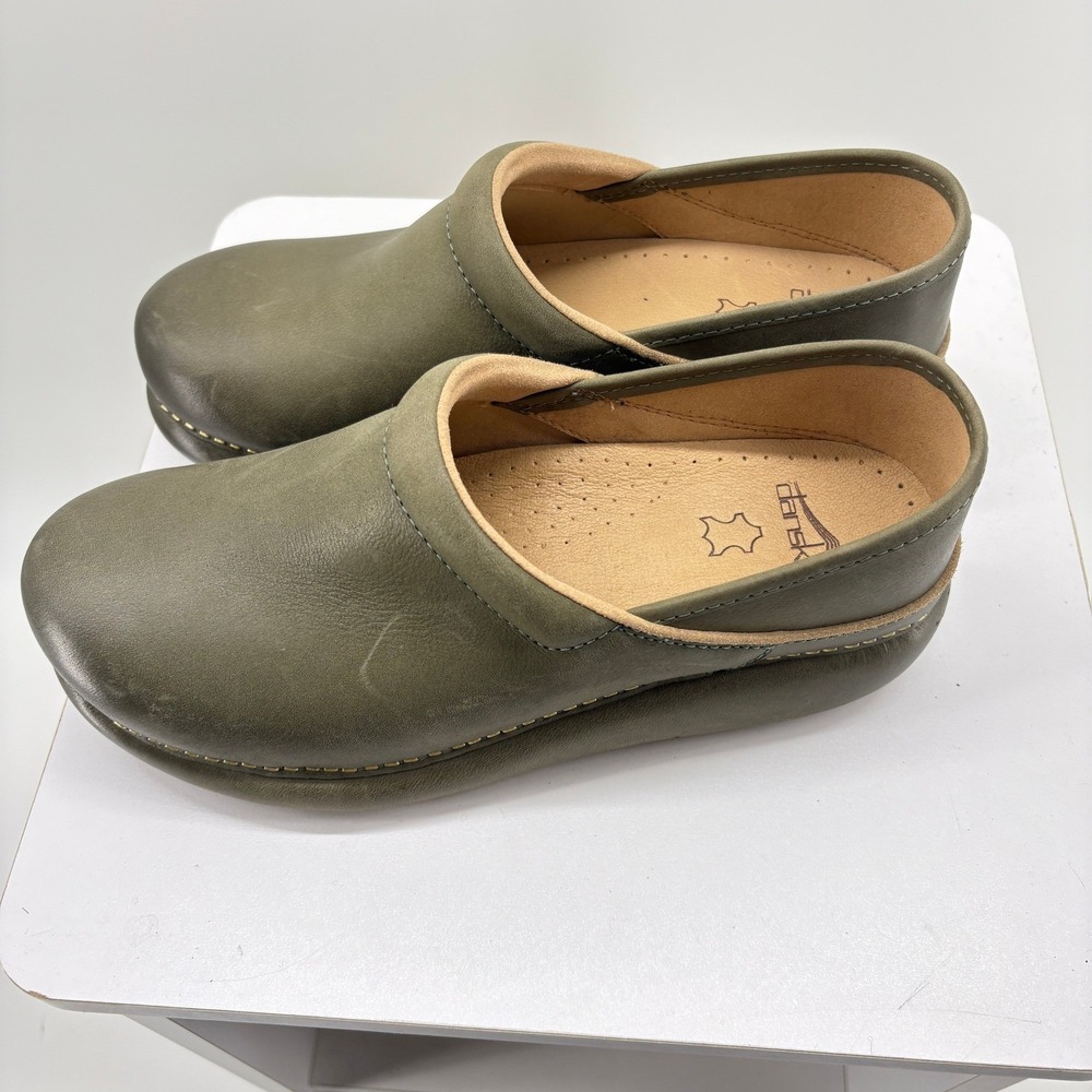 Dansko Professional Clogs Olive Green Leather Slip Resistant Shoes Womens 40 - Picture 4 of 7